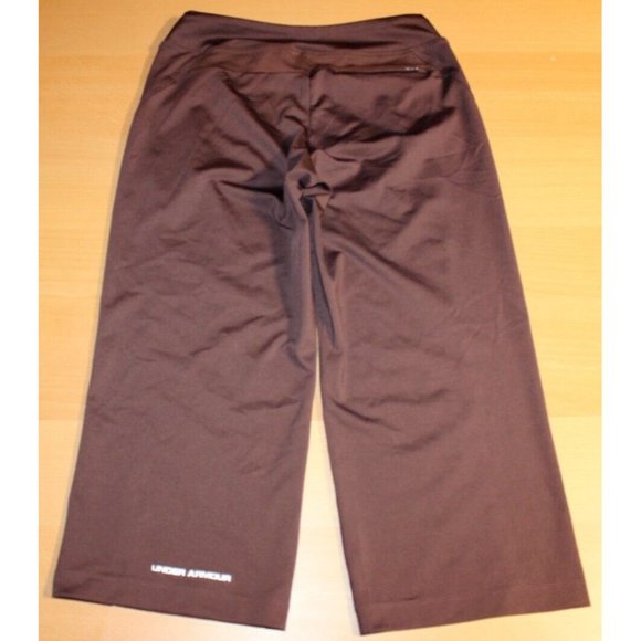 Womens Under Armour UA Crop Capri Pants Small Brown Back Zip Pocket Activewear - Picture 4 of 7